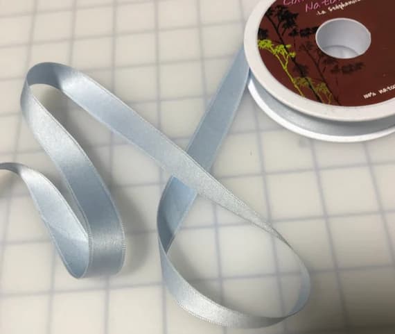 blue none - 3 yards Light Blue Satin 100% COTTON Ribbon 5/8" wide