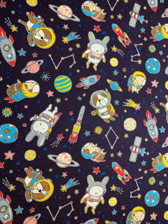 cotton fabric - Costume Animal Astronaut - Kokka Japan Cotton Oxford Fabric