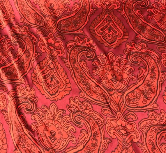 red charmeuse fabric - Red Paisley - Silk Charmeuse Fabric