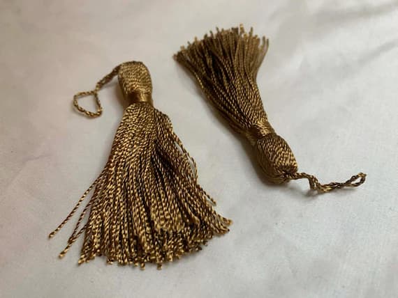 brown none - Straw Brown 3" Bell Tassel Fringe Vintage New by Conso Set of 2