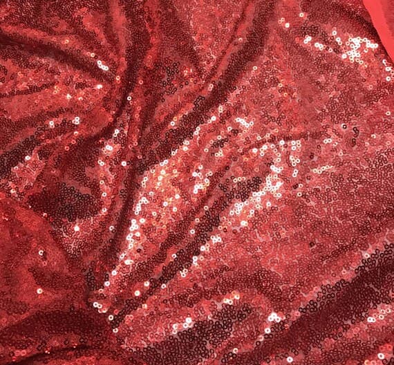 scarlet sequin - Scarlet Red SEQUIN Spangle Sewn on Mesh Fabric