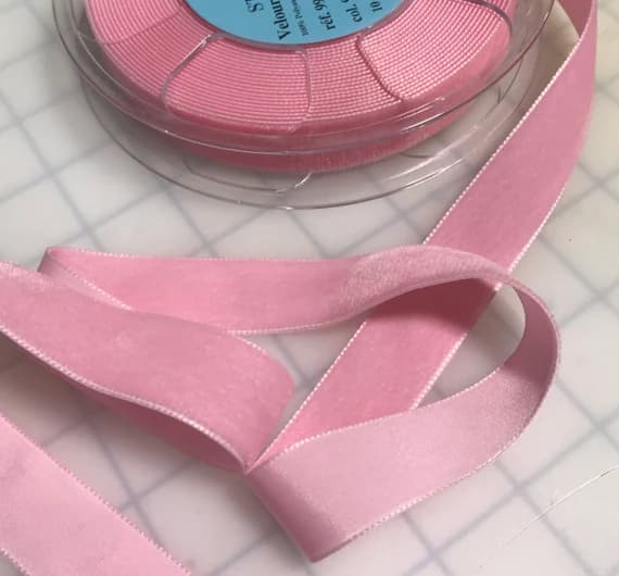 pink none - French VELVET Ribbon PINK by the yard (7/8 inch wide)
