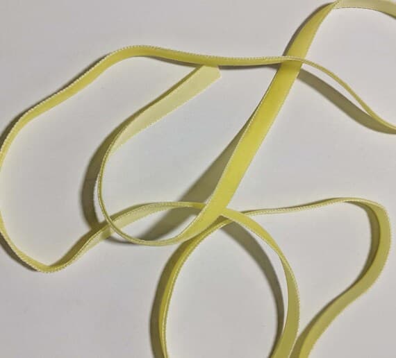 yellow none - French VELVET Ribbon BRIGHT YELLOW by the yard 3/8 inch