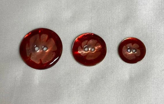 red none - Italian Dyed Red Natural Shell MOP Pearl Button (3 Sizes to Choose From)