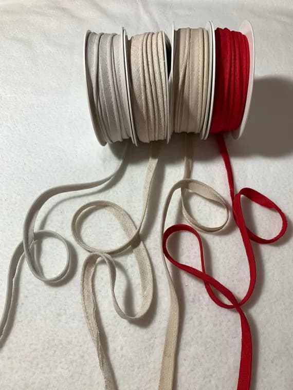 none - 100% Linen Piping Trim Made in France 7/16" wide (5 Colors to choose from)