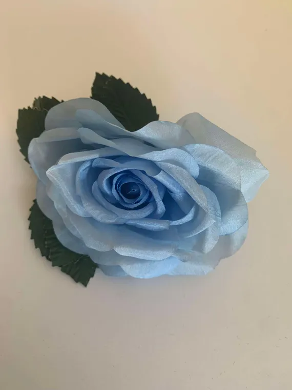 blue fabric - Blue Rose Brooch - Vintage Millinery Floral Made in Japan