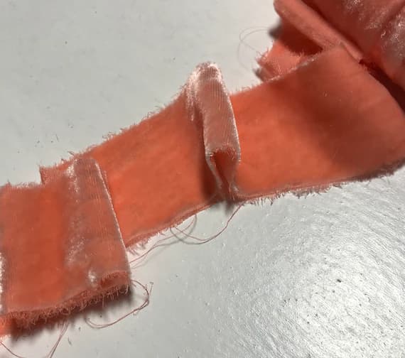 peach none - Hand Dyed Pink Peach Silk Velvet Ribbon ( 4 Widths to choose from)