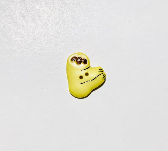 yellow none - Yellow Sloth Plastic Button 25mm/ 1" - Dill Buttons Brand