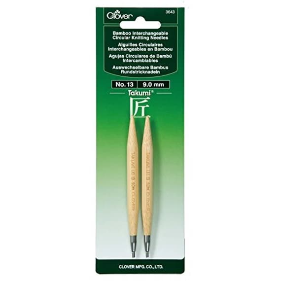 none - Clover Needlecraft Takumi Bamboo Interchangeable Circular Knitting Needles size 13/9.0mm
