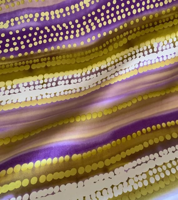gold charmeuse fabric - Purple & Chartreuse Gold Abstract Wavy Dots - Silk Charmeuse