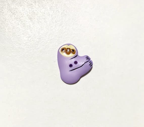 purple none - Purple Sloth Plastic Button 25mm/ 1" - Dill Buttons Brand