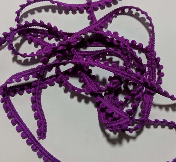 none - VIOLET French Pom Pom Trim (3/8" wide) -per 2 yards-