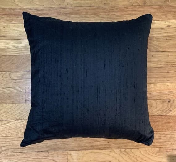 black dupioni fabric - 100% Silk Dupioni Pillow Cover in BLACK Handmade