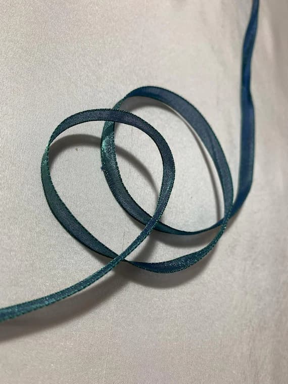 blue none - Vintage Iridescent Blue Satin Ribbon Made in Japan 3/8"x 5 Yards