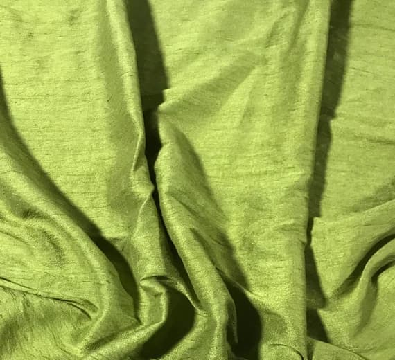 green dupioni fabric - Hand Dyed Avocado Green - Silk Dupioni Fabric