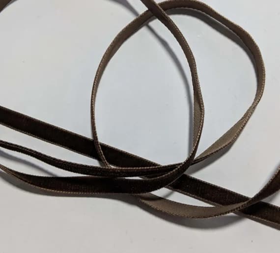 brown none - French VELVET Ribbon CHOCOLATE BROWN by the yard 3/8 inch