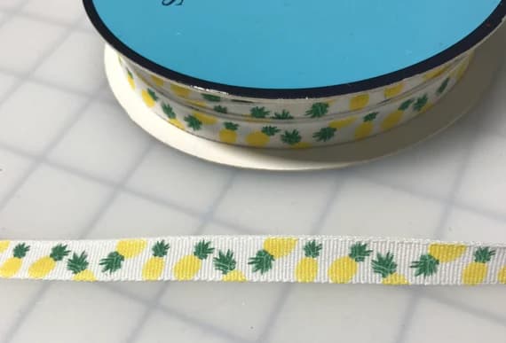 none - Pineapple Grosgrain Ribbon Trim 3/8" Made in France - 2 yards