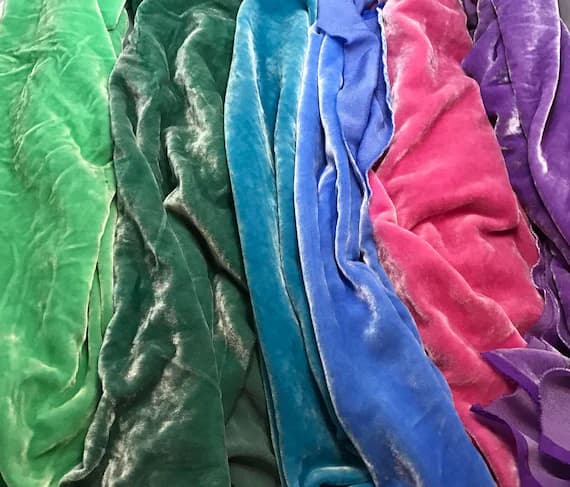 velvet fabric - Spring Colors Sample Set - Hand Dyed Silk Velvet Fabric - 9"x45" Each