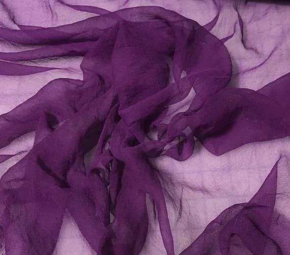 purple chiffon fabric - Hand Dyed PURPLE - Silk Gauze Chiffon Fabric