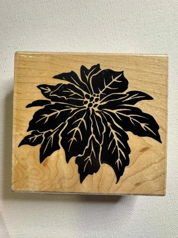 none - 3"x3.25" 1995 Poinsettia -B Wood Mounted Rubber Stamp. Item# 1083-J By: Embossing Arts Co.