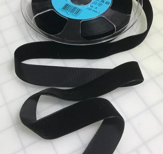 black none - BLACK French Velvet Ribbon (7/8" wide)
