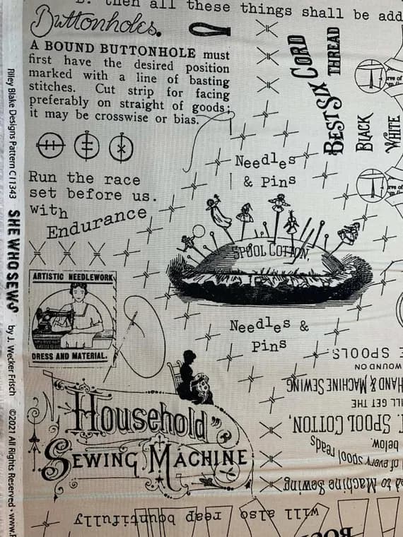 gray none - 22" increments She Who Sews Gray Vintage by J Wecker Frisch Riley Blake Cotton Fabric