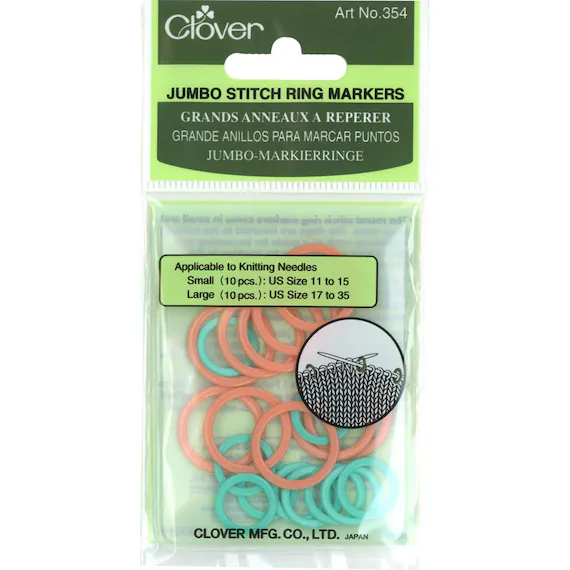 none - Clover Jumbo Stitch Marker Rings; 20-Pack
