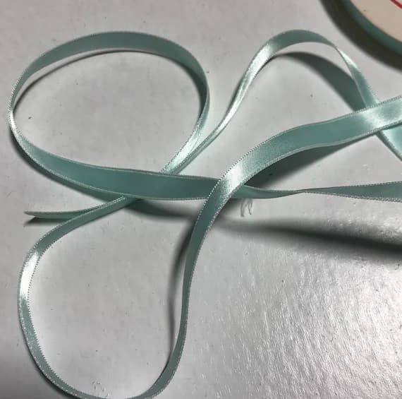 turquoise none - Turquoise 3/8" Vintage Grayblock Double Faced Satin Ribbon