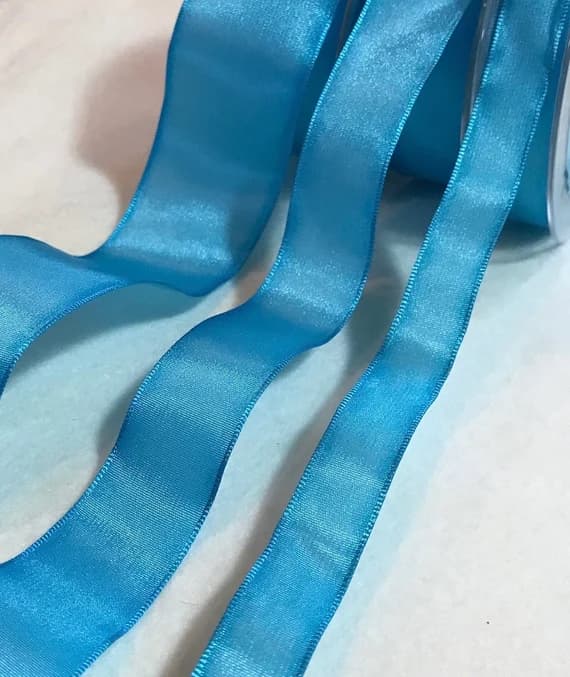 turquoise none - Turquoise Blue Wired Taffeta Ribbon - Made in France (2 Widths to choose from)
