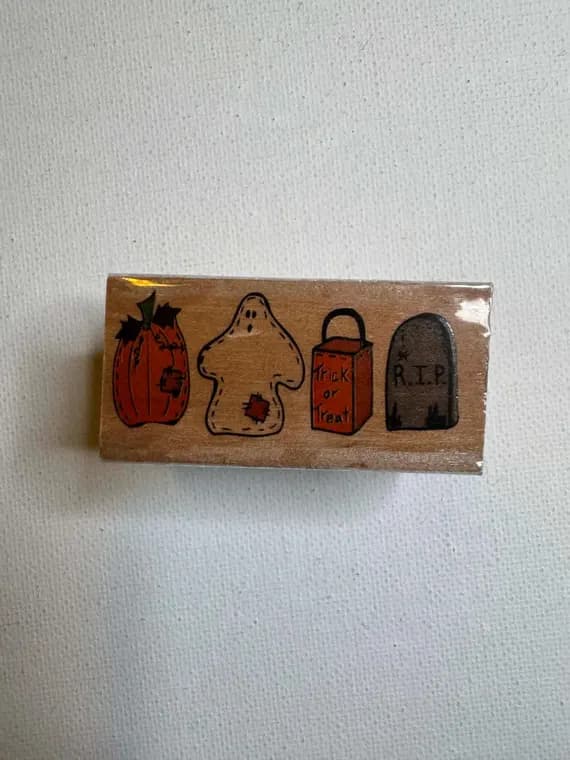 none - 1"x2" 1998 Halloween Wood Mounted Rubber Stamp By Trena Hegdahl