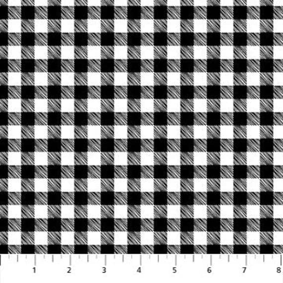 black cotton fabric - Black Big Gingham - Christmas Magic by Patrick Lose for Northcott Cotton Fabric