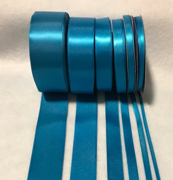 turquoise none - Turquoise Double Sided Satin Ribbon - Made in France (6 Widths to choose from)