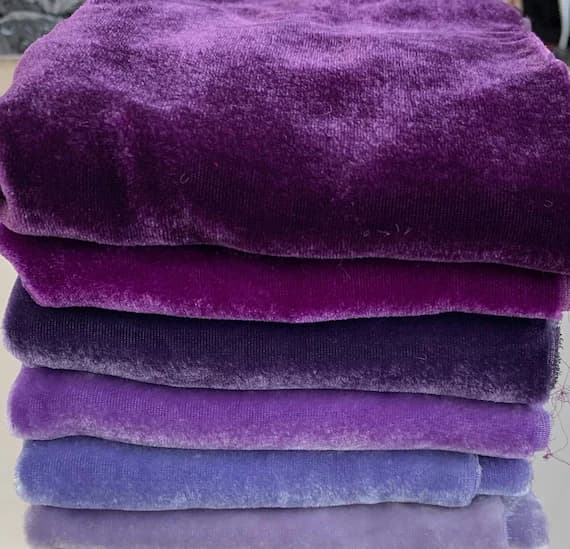 purple velvet fabric - Big Purple Sample Set - Hand Dyed Silk Velvet Fabric - 1/4 yard by 45" Each