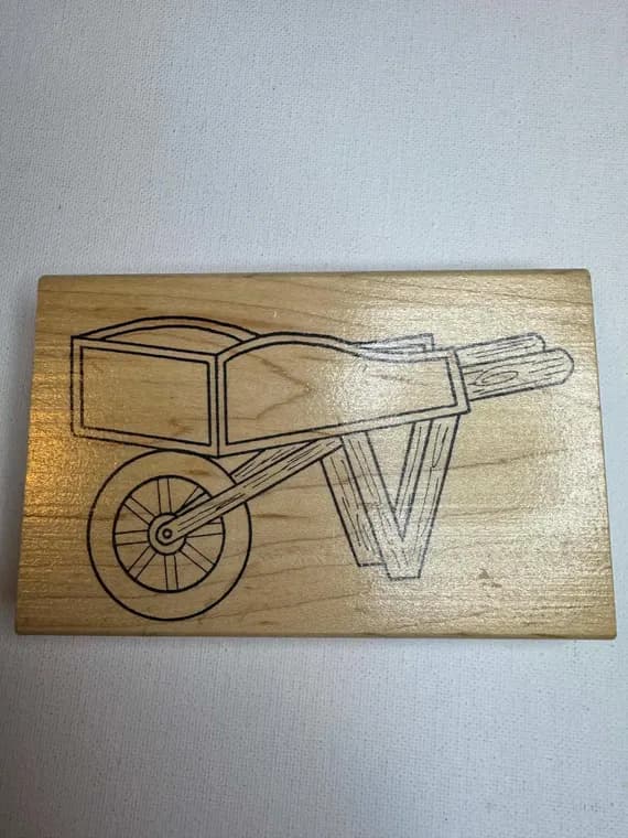 none - 3"x4.75" Wheelbarrow Wood Mounted Rubber Stamp (L759) By Azadi Earies