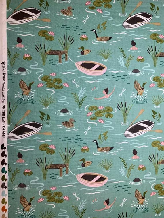 cotton fabric - Ducks - On The Lake by Lewis & Irene 100% Cotton Fabric