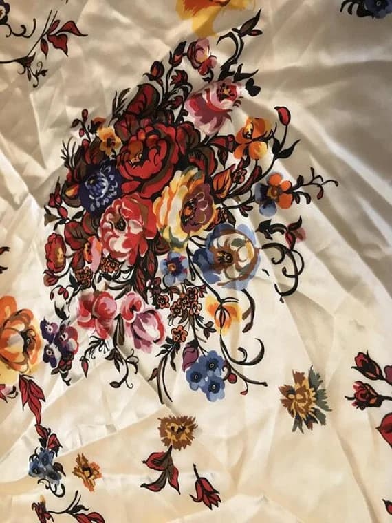 white charmeuse fabric - Bouquet of Flowers on White - Silk Charmeuse