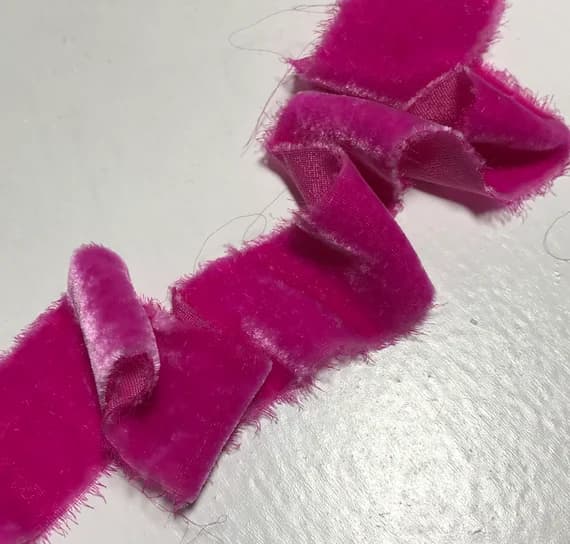 magenta none - Hand Dyed Magenta Pink Silk Velvet Ribbon ( 4 Widths to choose from)