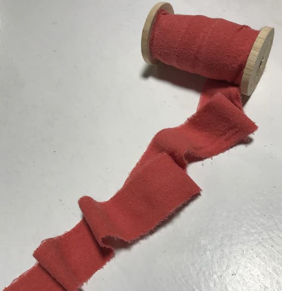 orange none - Hand Dyed Blood Orange 100% Silk Noil Ribbon ( 3 Widths to choose from)