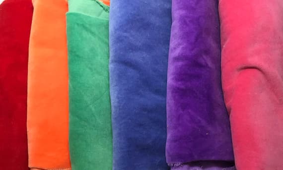 velvet fabric - Bright Colors Sample Set - Hand Dyed Cotton Velveteen Fabric - 1/4 Yard Each