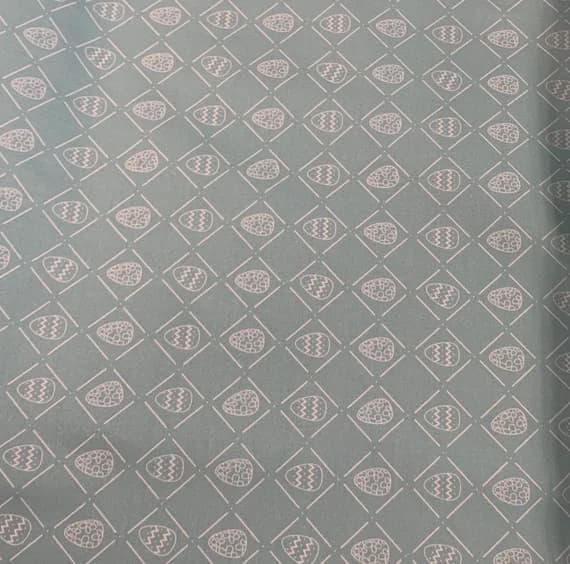 teal cotton fabric - Easter Bunny Hop Egg Diamonds Teal - Paintbrush Studio Cotton Fabric