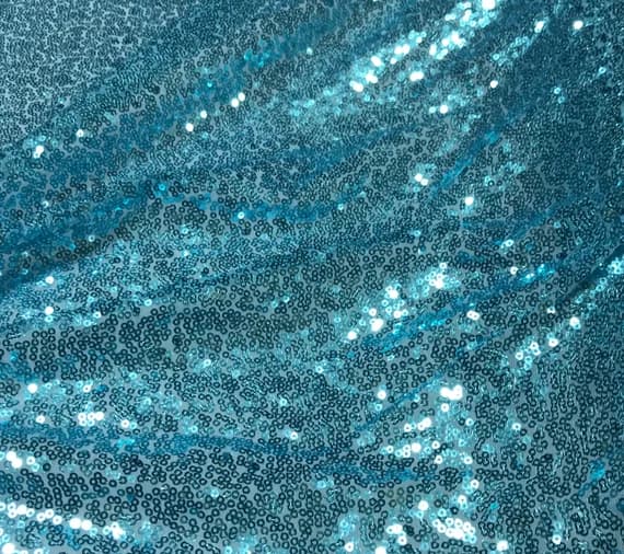 aqua sequin - Mermaid Aqua - Sequin Spangle Sewn on Mesh Fabric