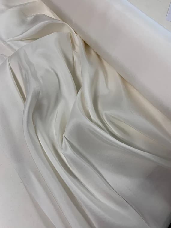 white dupioni fabric - White - Smooth Silk Dupioni Fabric (Shantung)