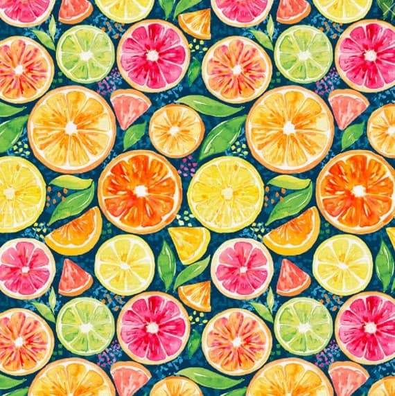 navy cotton fabric - Citrus Mix Navy - Sweet & Sour - Paintbrush Studio Cotton Fabrics
