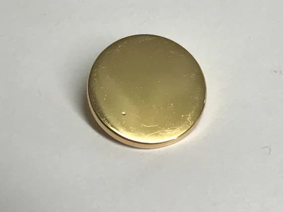 gold none - Set of 3 Gold Round Flat Metal Button 5/8"