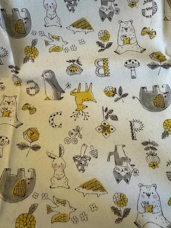 cotton fabric - Rough Sketch Animal Alphabet - Kokka Japan Cotton Oxford Fabric