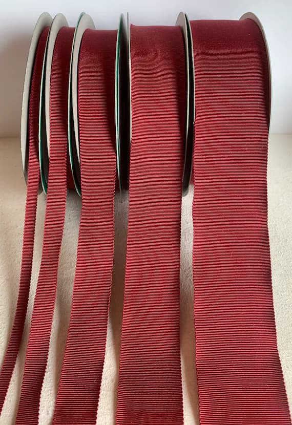 burgundy none - Burgundy Red 100% Rayon Petersham Ribbon (5 Widths to choose from)
