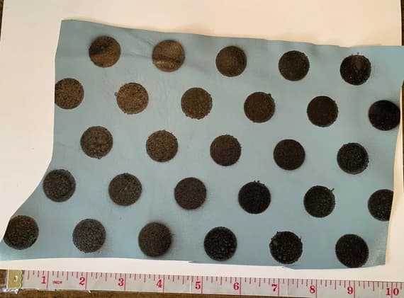 black leather - SALE #1 9"x6" Hand PAINTED Light Blue Lambskin Leather Hide Piece with Black Polka Dots