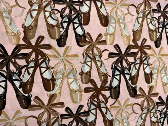 cotton fabric - 1 Yard Ballet Slippers for All - David Textiles Cotton Fabric