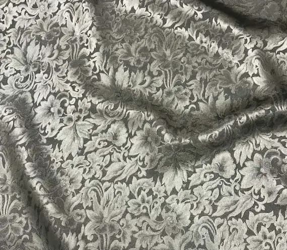 sage silk fabric - 1/4 Yard increments Sage Green Baroque Scroll - Silk Jacquard Fabric