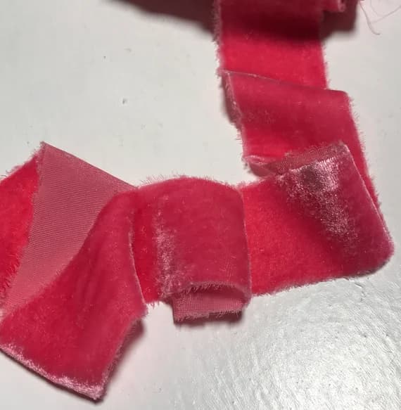 pink none - Hand Dyed Bubblegum Pink Silk Velvet Ribbon ( 4 Widths to choose from)